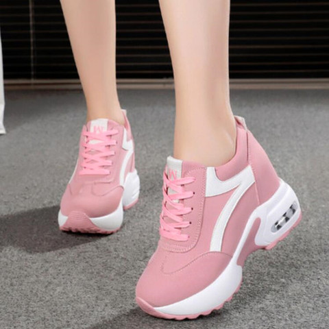 2022 Spring Women Casual Shoes Platform Sneakers Comfortable Air Cushion Outdoor Solid Heightening Footwear Chaussures Femme ► Photo 1/6