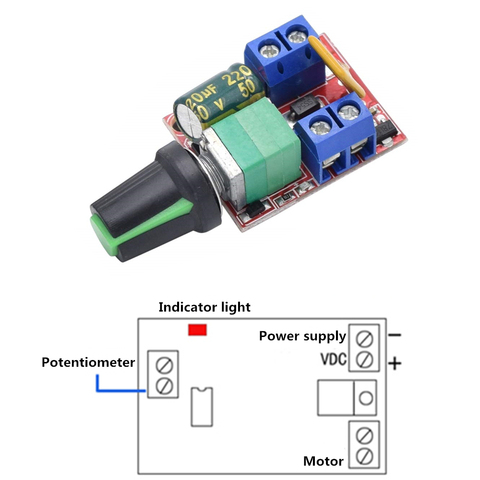 Mini 5A PWM Max 90W DC Motor Speed Controller Module 3V 6V 12V 24V 35V  Speed Control Switch LED Dimmer ► Photo 1/5