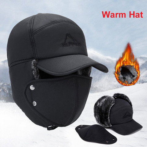 Windproof Warm Hat 1PCS Men Women Bomber Faux Fur Ear Flap Hat Cap Winter Ski Trooper Trapper Solid Color Cotton Lei Feng Cap ► Photo 1/6