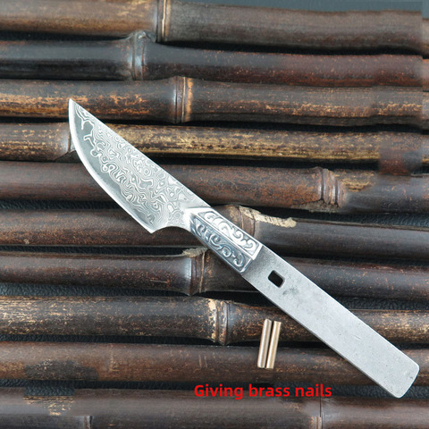 Swayboo DIY Damascus Steel 67 Layer VB67A Tea Needle  straight knife bille blade semi-finished knife diy Self-defense survival ► Photo 1/6