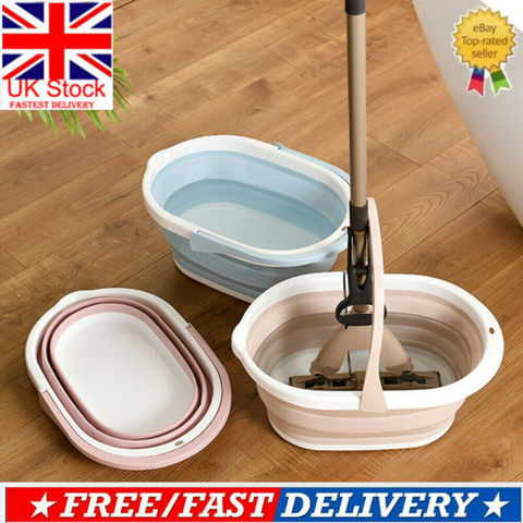 Foldable Mop Bucket Collapsible Portable Wash Basin Dishpan With Handle For UK ► Photo 1/6