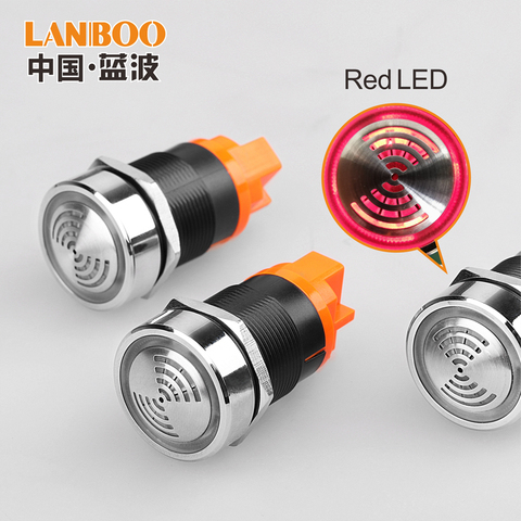 LANBOO 22mm metal buzzer AD16-22SM Flash LED Alarm Indicator Light Signal Lamp Flashmetal Buzzer DC12V DC24V ► Photo 1/5