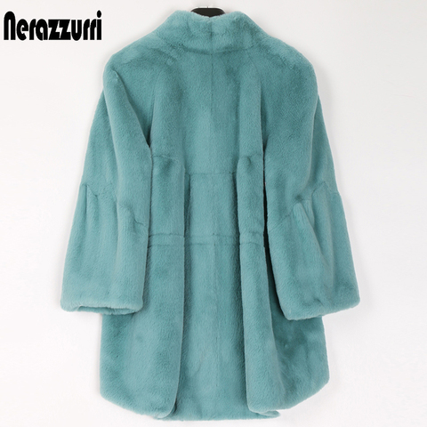 Nerazzurri Fluffy loose faux fur coat women flare raglan sleeve Plus size furry jacket 2022 fashion autumn winter women clothes ► Photo 1/6