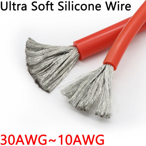 1M/5M Heat-resistant cable 30 28 26 24 22 20 18 16 15 14 13 12 10 AWG Ultra Soft Silicone Wire High Temperature Flexible Copper ► Photo 1/6