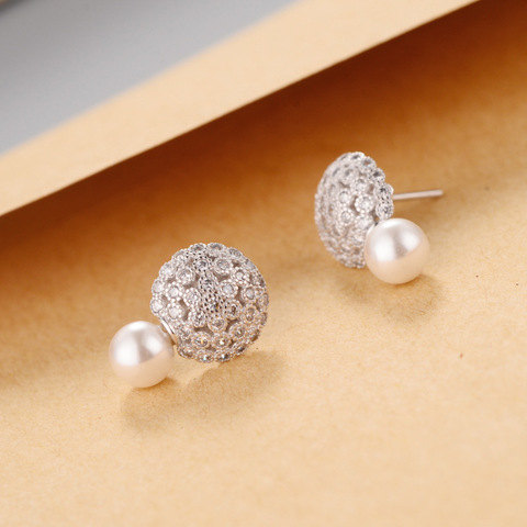 Real 925 Sterling Silver Shell pearl has flower Stud Earrings for Women Girls Fashion sterling-silver-jewelry brincos brinco ► Photo 1/6