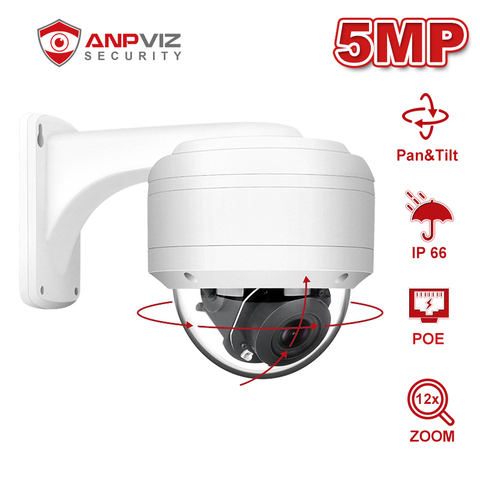 Anpviz 5MP Dome POE PTZ IP Camera 12X Optical Zoom 5-50mm with Audio Home/Outdoor Weatherproof IR 35m Onvif H.265 P2P ► Photo 1/6