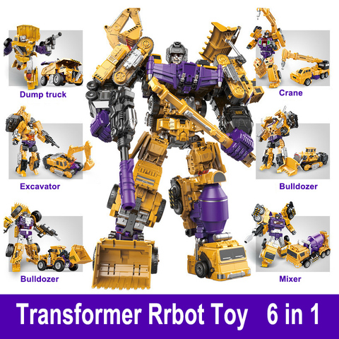 Transformation Robot Toy 6 in 1 Engineering Vehicle Model Educational Assembling Deformation Action Figure Car Toy for Children ► Photo 1/6