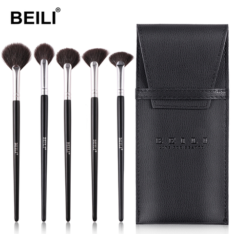 BEILI Fan Makeup Brushes Goat hair Highlighter Blusher Brushes High Quality Professional for Makeup Brush Set with Cosmetic Bag ► Photo 1/6