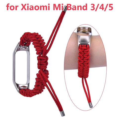 Bracelet on Mi Band 4 Woven Colorful Strap for Xiaomi Mi Band 5 Wristband Nylon Correa Woman Watchband Replacement Miband 3 Red ► Photo 1/6