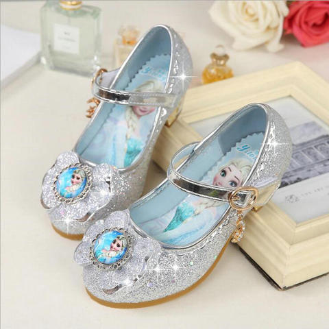 Princess Summer Anna Kids Shoes For Girls Children Leather Shoes Elsa Dancing High Heels Chaussure Enfants Sandals Party Shoes ► Photo 1/6