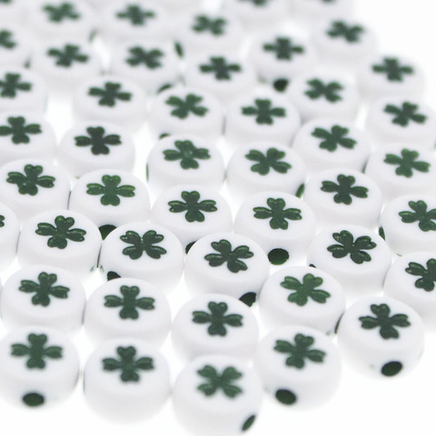 CHONGAI 200Pcs Round Acrylic Lucky Clover Beads For Jewelry Making Kid DIY Material Loose Spacer 4*7mm ► Photo 1/6