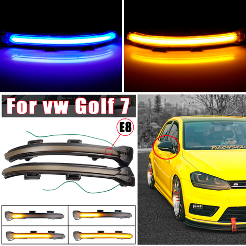 For VW Golf 7 7.5 For Volkswagen GTD R GTI MK7 2012-2022 Touran Dynamic Flowing Side Mirror LED Turn Signal Water Blink Light ► Photo 1/6