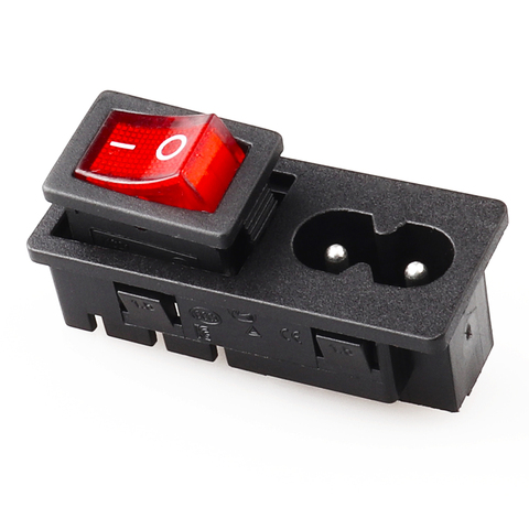 LZ-8-29P SMT angel pin ac socket IEC c8 with rocker switch ► Photo 1/6