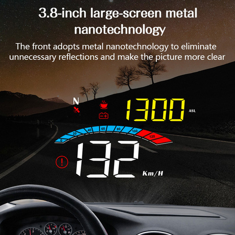 GPS Car Head Up Display HUD Windshield Projector with Speed Clock Overspeed Warning Mileage Measurement Water Temperature ► Photo 1/6