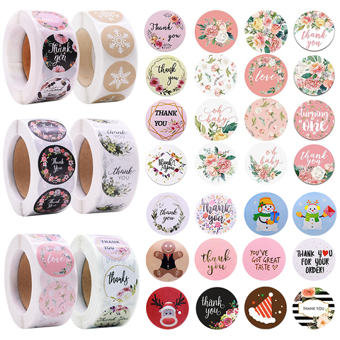 500pcs 1inch Round Thank You Labels Seal Stickers Scrapbook Diary Stationery Sticker Baby Shower Birthday Party Christmas Decor ► Photo 1/6