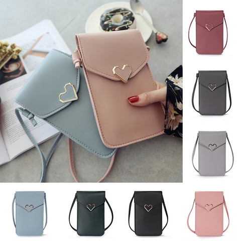 Women's Touch Screen Cell Phone Purse Transparent Simple Bag New Hasp Cross Wallets Smartphone Leather Shoulder Light Handbags ► Photo 1/6
