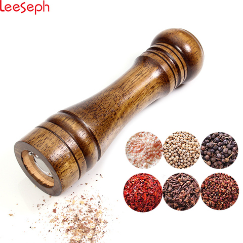 Salt and Pepper Mills, Solid Wood Pepper Mill with Strong Adjustable Ceramic Grinder  5