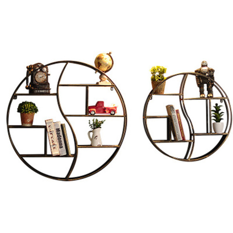 European style living room wall hanging rack creative solid wood shelf partition wall round display decorative frame ► Photo 1/6