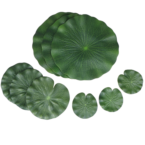 9pcs/set Artificial Floating Foam Lotus Leaves Water Lily Pads Ornaments Green Perfect for Patio Fish Pond Pool Aquarium ► Photo 1/6