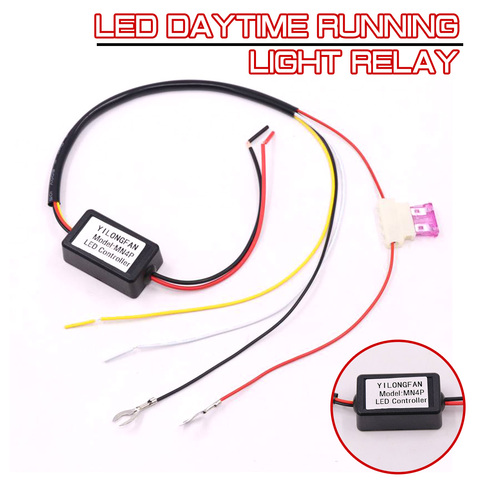 Universal Car Auto LED Daytime Running Light Relay Harness DRL Controller Module Auto ON/OFF Dimmer 12-18V Fog Light Controller ► Photo 1/6