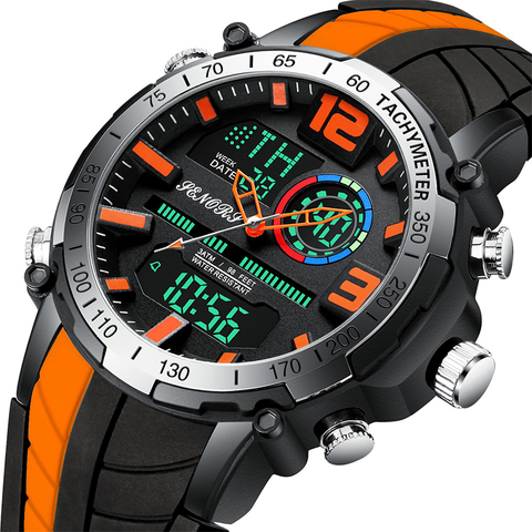 SENORS Watches for Men Fashion Sports Watch Dual Display Men's Waterproof LED Quartz Digital Wrist Watch Clock Relogio Masculino ► Photo 1/6
