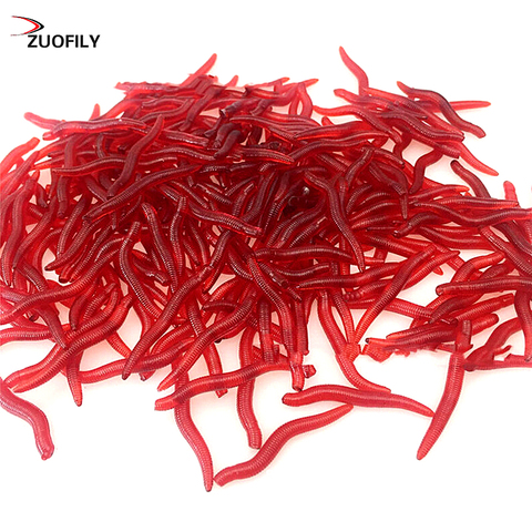 50pcs/lot Soft Lure Fishing Simulation Earthworm Red Worms Artificial Fishing Lure Tackle Lifelike Fishy Smell Lures Bait ► Photo 1/6