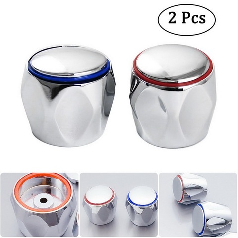 Hot Cold Faucet Handle Knob Universal Replacement Handle Silver Tone Red+Blue 2Pcs/Set Faucet Knob Handle Bathroom accessories ► Photo 1/6