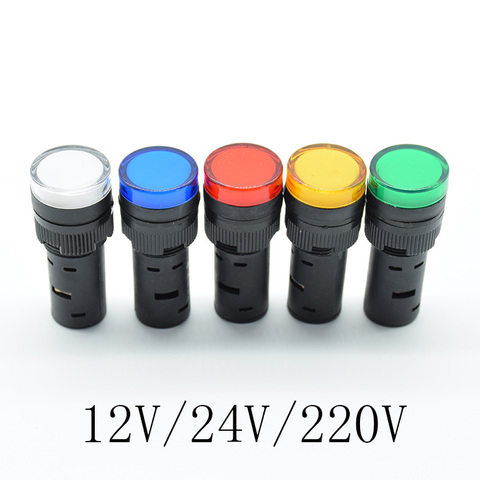 1pc16mm signal led Indicator light blue green red white yellow pilot lamp 12V 24V 220V LED light Signal Lamp ► Photo 1/6