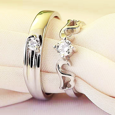 2Pcs/set Classic Couple Wedding Engagement Ring Crystal Elegant Ring Women Valentine Day Gift Cubic CZ Ring Wholesale ► Photo 1/6