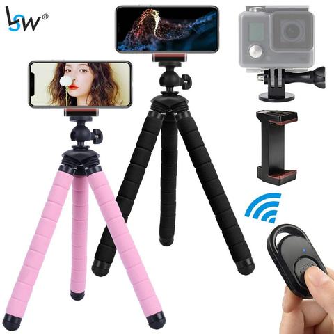 Tripod for Phone, Portable Tripod Stand Holder with Remote & Phone Holder & Gopro Mount, Compatible with iPhone/ Android/ GoPro ► Photo 1/6