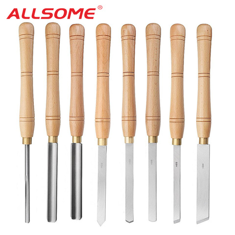 ALLSOME High Speed Steel Lathe Chisel Wood Turning Tool With Wood Handle Woodworking Tool 8 Types Durable HT2864 ► Photo 1/6