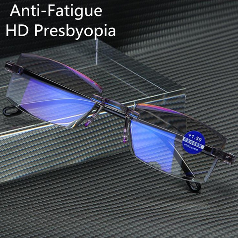 2022Anti Blue Light Blocking Rimless Square Reading reading Glasses Women Men Anti-Fatigue Presbyopia Anti-Fatigue Glasses ► Photo 1/6