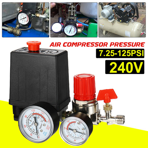 Air Compressor Pump Pressure Control Switch 240V Manifold Relief Regulator 7.25-125 PSI Control Valve with Gauge ► Photo 1/6