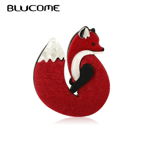 Blucome Lovely Acrylic Leather Fox Brooches Pins Gold Color Handmade Fashion Animal Brooch Scarf Clip Suit Hats Dress Accessory ► Photo 1/6