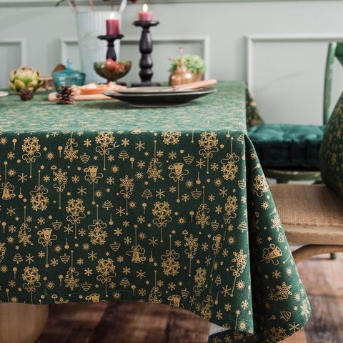 New Year Tablecloth Green bronzing Christmas Pattern Table Cloth Pillowcase Wedding Decoration Banquet Table Cover Textiles ► Photo 1/6