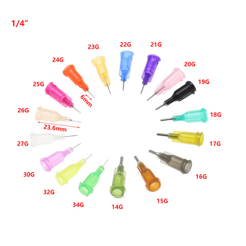 25pcs 14 -34G 1/4 Luer Lock Blunt Syringe Tip Screw Needle Precision Liquid Dispenser Gauge  Glue Dispensing ► Photo 1/3