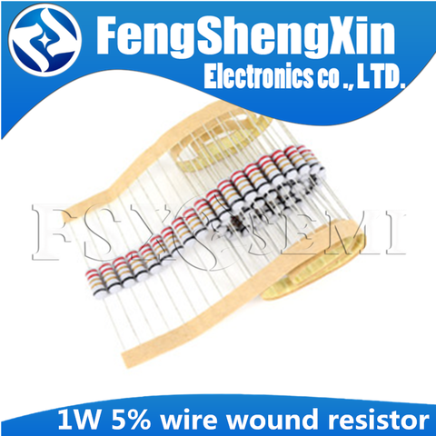 50pcs/lot 1W 5%  wire wound resistor Fuse winding resistance  0.1R 0.15R 0.33R 1R 2R 2.2R 3R 4.7R 5.1R 6.8R 10R 22R 47R 100R ► Photo 1/2