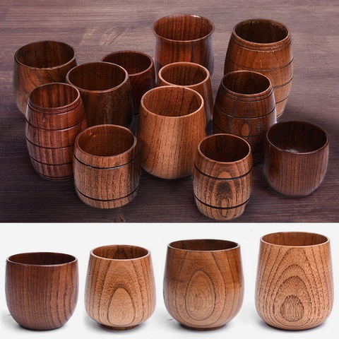 New Chinese Portable Wood Coffee Mug Rubber Wooden Tea Milk Cups Water Drinking  Mugs Drinkware Handmade Juice Lemon Teacup Gift