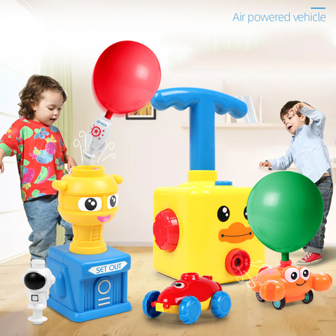 2022 New Science Experiment Puzzle Fun Toys Two-in-one Power Balloon Car Toy Inertial Power Balloon Launcher Early Education Toy ► Photo 1/6