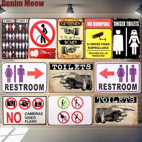No Dumping Vintage Metal Tin Signs Restroom Plates Bar Pub Cafe Wall Decor Ladies Gents Retro Plaque Funny Word Art Poster N305 ► Photo 1/6