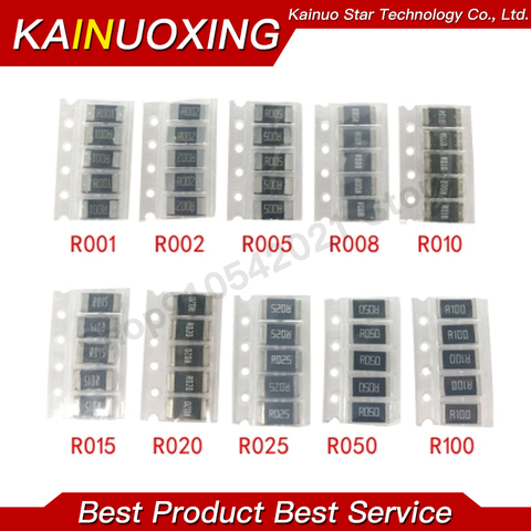 50PCS Alloy resistance 2512 SMD Resistor Samples kit ,10 kindsX5pcs=50pcs R001 R002 R005 R008 R010 R015 R020 R025 R050 R100 ► Photo 1/1