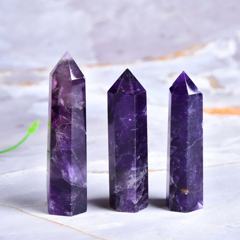 Natural Amethyst Point Crystal Healing Energy Stone Natural Quartz Home Decor Reiki Polished Crafts 50-80mm Stone Carved 1PC ► Photo 1/6