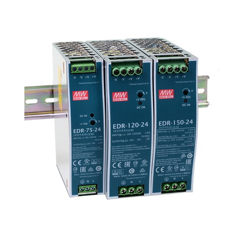 Mean Well EDR-75 120 150 series meanwell 12V 24V 48V DC 75w 120w 150w Single Output Industrial DIN RAIL Power Supply ► Photo 1/6