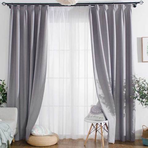Modern Linen Blackout Curtain for Living Room Bedroom Solid Thick Curtain Window Treatment Kitchen Drapes Finished Cloth Custom ► Photo 1/6