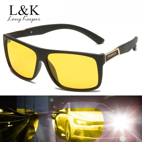 LongKeeper Unisex Night Vision Driver Goggles Car Driving Sunglasses Yellow Lens Anti-glare UV Protection Sun Glasses oculos ► Photo 1/6