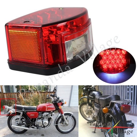 Motorcycle Bike Red LED Tail Light Lamp White License Plate Light for Minsk 125cc Carpathians 50cc Motorbike Taillight Rear Lamp ► Photo 1/6