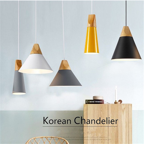 LED Indoor lighting wood pendant light metal lamp restaurant bar cafe shop dining room decorated hanging light fixture AC110-265 ► Photo 1/1