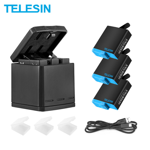 Price History Review On Telesin 3 Way Led Battery Charger 3 Battery Pack Charging Box Type C Cable For Gopro Hero 8 7 6 Hero 5 Black Accessories Set Aliexpress Seller Telesin Official Store Alitools Io