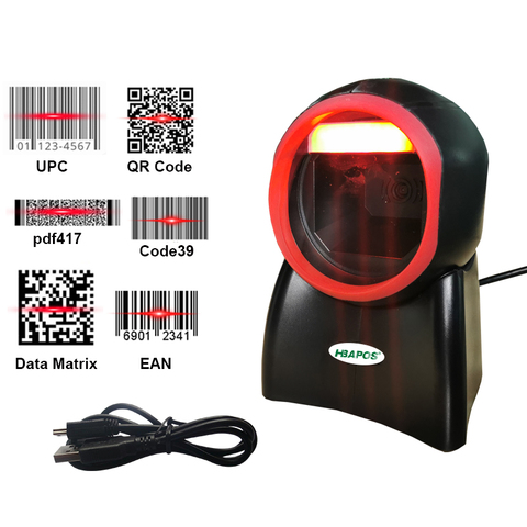 2D Omnidirectional Barcode Scanner 1D 2D QR Code Desktop Bar code Reader for Supermarket Store Auto Sense Data Matrix Reader ► Photo 1/6