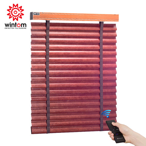Electric Wooden Shutter Shades Blinds Roller Blinds For Bedroom Balcony Shades For Living Room Home Window Size Customizat ► Photo 1/6